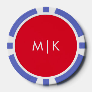 Rot und Weiß   Modernes Monogramm Pokerchips