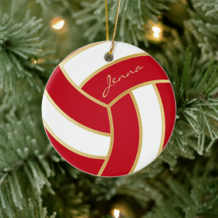 Rot und Weiß personifiziert Volleyball Keramik Ornament