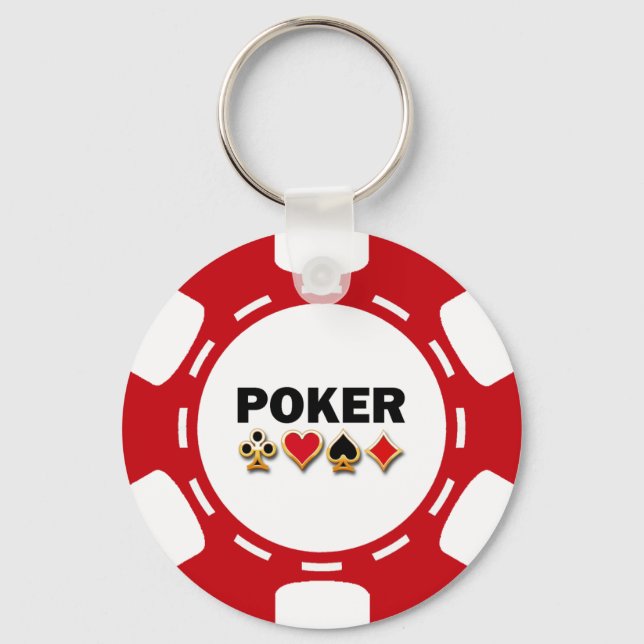 ROT UND WEISS POKER CHIP SCHLÜSSELANHÄNGER (Vorderseite)