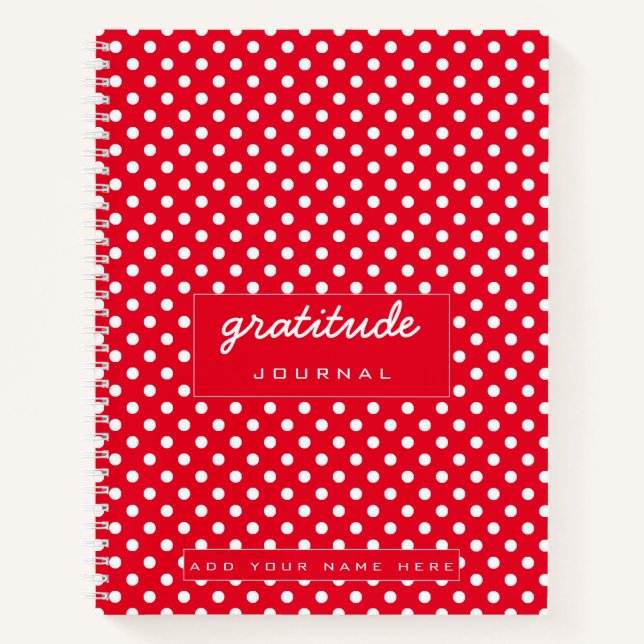 Rot und Weiß Polka Dot Dankeszeitschrift Notizbuch (Vorderseite)