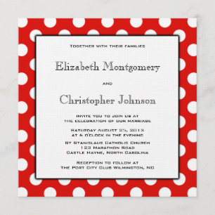 Rot und Weiß Polka Dot Hochzeitseinladung Einladung