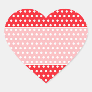 Rot und Weiß Polka Dot Muster. Spotty. Herz-Aufkleber