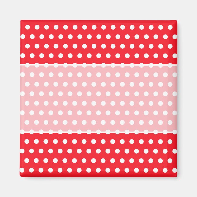 Rot und Weiß Polka Dot Muster. Spotty. Magnet (Vorne)