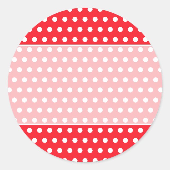 Rot und Weiß Polka Dot Muster. Spotty. Runder Aufkleber (Vorderseite)