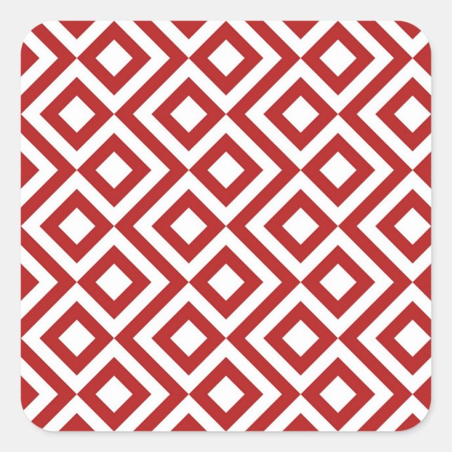 Rot und Weiß Quadratischer Aufkleber (Vorderseite)