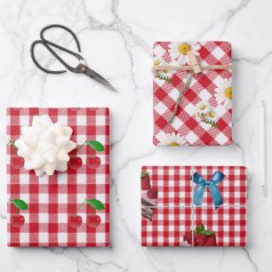 Rot und Weiß Rockabilly Gingham Gift Wrap HAMbyWG Geschenkpapier Set