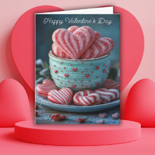 Rot und Weiß Süßes Herzens Valentine Gruß Karte