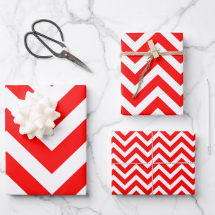 Rot und Weiß Unterschiedliche Größen Zickzack Geschenkpapier Set