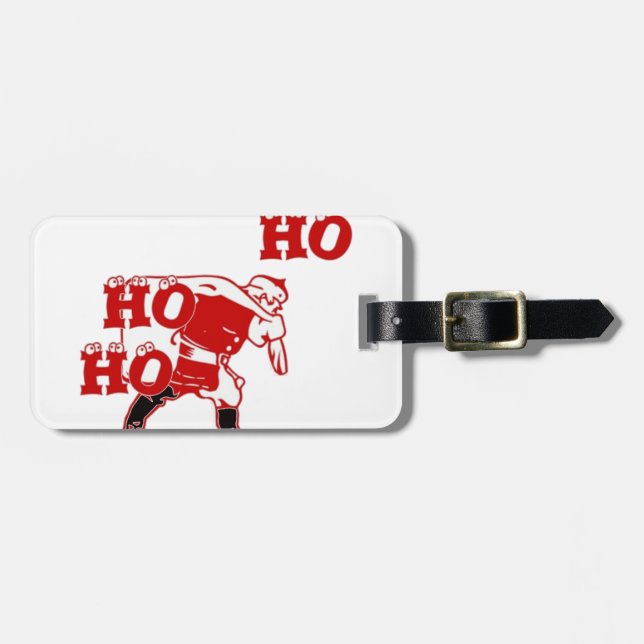 Rot und Weiß Weihnachten Spaziergang Ho Ho Ho Kuns Gepäckanhänger (Vorderseite horizontal)