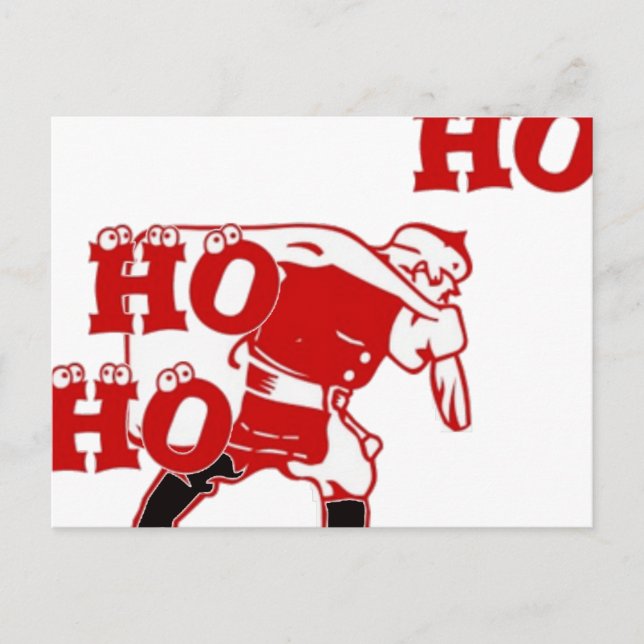 Rot und Weiß Weihnachten Spaziergang Ho Ho Ho Kuns Postkarte (Vorderseite)