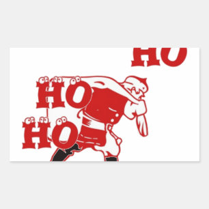 Rot und Weiß Weihnachten Spaziergang Ho Ho Ho Kuns Rechteckiger Aufkleber