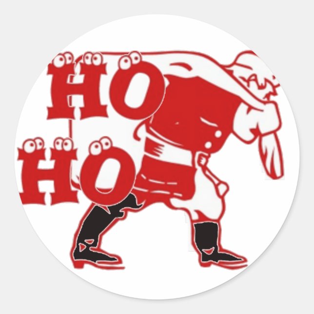 Rot und Weiß Weihnachten Spaziergang Ho Ho Ho Kuns Runder Aufkleber (Vorderseite)