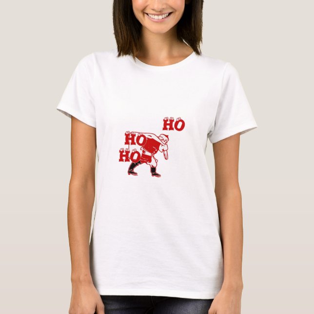 Rot und Weiß Weihnachten Spaziergang Ho Ho Ho Kuns T-Shirt (Vorderseite)