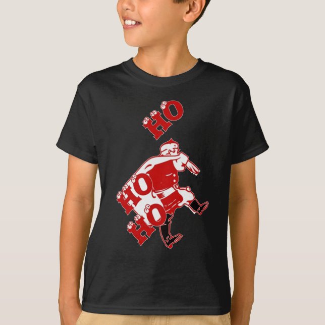Rot und Weiß Weihnachten Spaziergang Ho Ho Ho Kuns T-Shirt (Vorderseite)