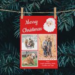 Rot und Weiß Weihnachtsmann FotoCollage Weihnachte Feiertagskarte<br><div class="desc">Diese lustige und festliche Foto-Urlaubskarte ist bereit,  mit drei eigenen Fotos und einem eigenen aus der Nachricht,  und bietet ein rot-weiß Farbschema mit Retro-Stil Santa Claus Grafik neben der Nachricht "Frohe Weihnachten" in weißen Schriftzeichen.</div>