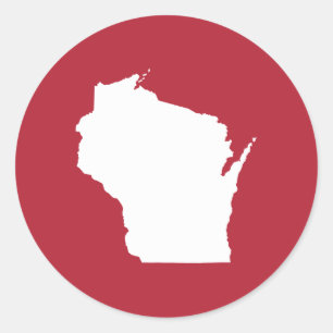 Rot und Weiß Wisconsin Runder Aufkleber