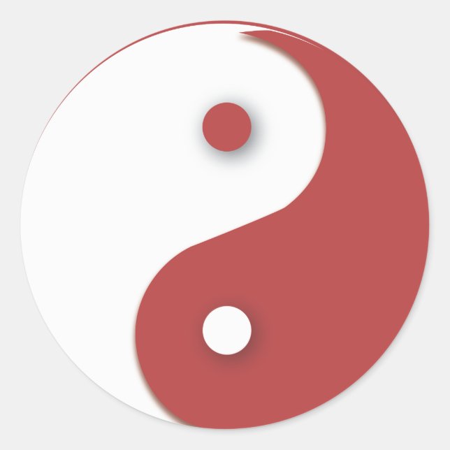 Rot und Weiß Yin & Yang Runder Aufkleber (Vorderseite)