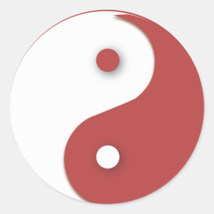 Rot und Weiß Yin & Yang Runder Aufkleber