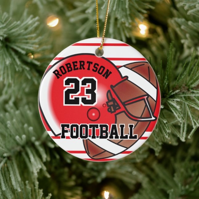Rot- und Weißfußball Keramik Ornament (Baum)