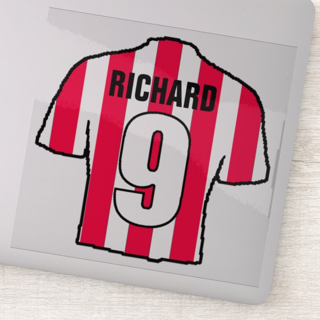 Rot- und Weißfußball-Shirt Aufkleber (Detail)