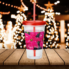 Rot Variegatias Poinsettias Blumenurlaub Acryltrinkbecher