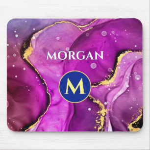 Rot-Violett & Gold Tintenflüssigkeit, Monogramm & Mousepad