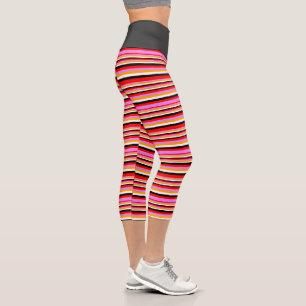 Rot, Violett, Orange, Weiß und Schwarz Capri Leggings