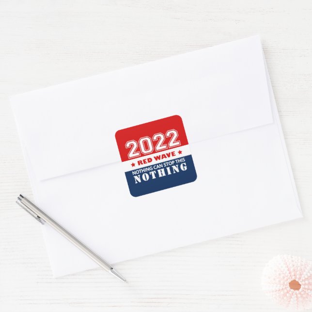 ROT-WAVE-Auto-Fahne 2022 Midterms Quadratischer Aufkleber (Umschlag)