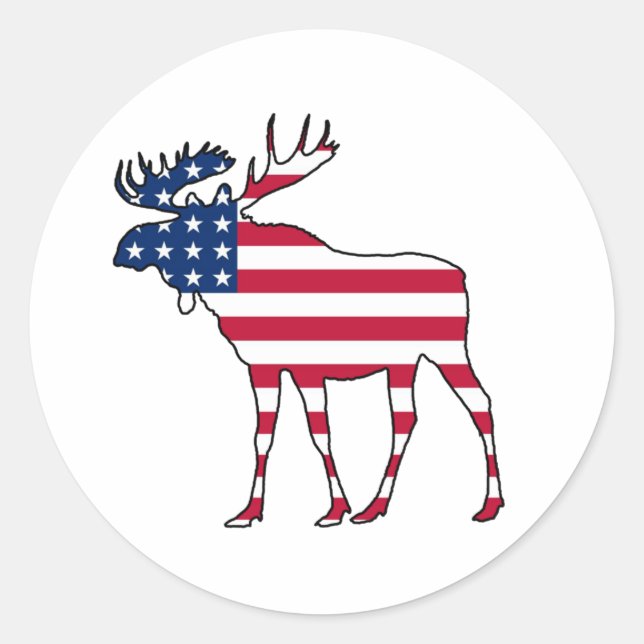Rot-Weiß-Amerikanischer Flaggenmoor Runder Aufkleber (Vorderseite)