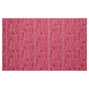 Rot-Weiß Art Déco Gemustert Stoff