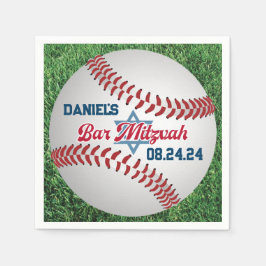 Rot, Weiß, Baseball Bar Mitzvah Napkins 2 Serviette