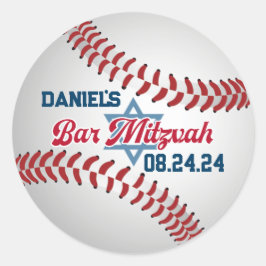 Rot, Weiß, Baseball-Marine Bar Mitzvah Runder Aufkleber