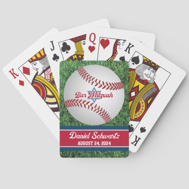 Rot, Weiß, Baseball-Marine Bar Mitzvah Spielkarten (Rückseite)