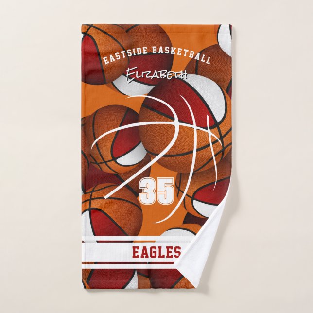 Rot-Weiß Basketball-Team Farben Athleten Namen Handtuch (Handtuch)