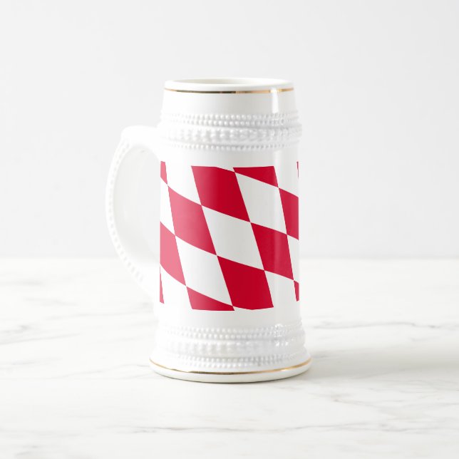 Rot-Weiß-Bayern-Muster für die Diamantflagge Bierglas (Vorderseite Links)