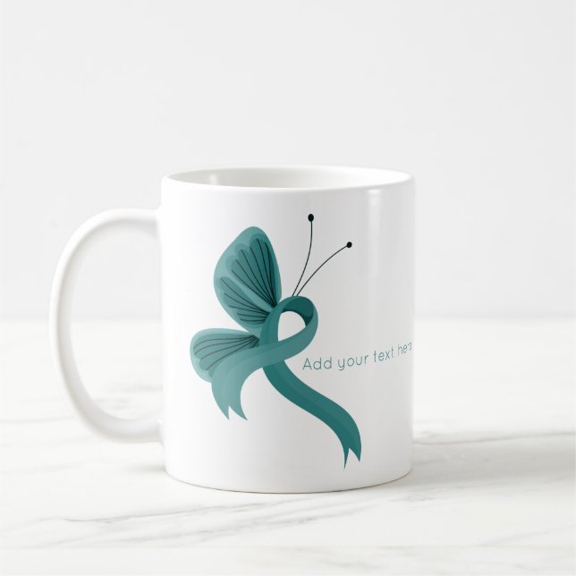 Rot-Weiß-Bewusstsein Ribbon-Schmetterling-Kaffee M Kaffeetasse (Links)