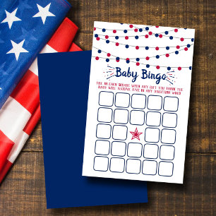 Rot, Weiß & Blau 4. Juli Baby Shower Bingo