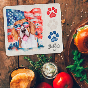 Rot Weiß Blau 4. Juli Beagle Amerikanische Flagge Schneidebrett