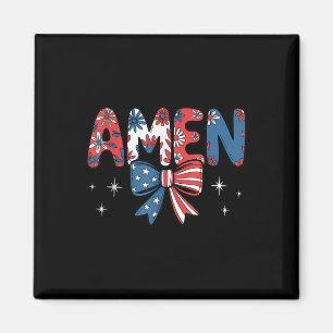 Rot Weiß Blau Amen Blume Kokette Schleife Uns Flag Magnet