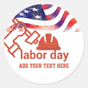 Rot-Weiß-Blau-Amerika-Flagge Labor Day Runder Aufkleber