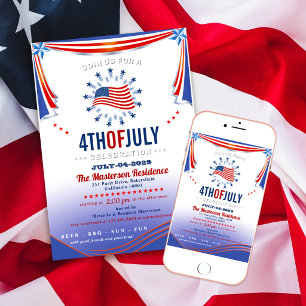 Rot Weiß Blau Amerikanische Flagge 4. Juli BBQ Par Einladung