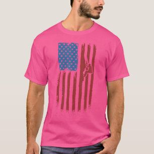 Rot Weiß Blau Amerikanische Flagge Klettersteig T-Shirt