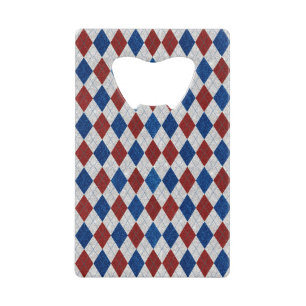 Rot, Weiß, Blau Argyle 4. Juli Glitter Geldbeutel Flaschenöffner