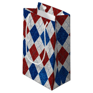 Rot, Weiß, Blau Argyle 4. Juli Glitter Kleine Geschenktüte