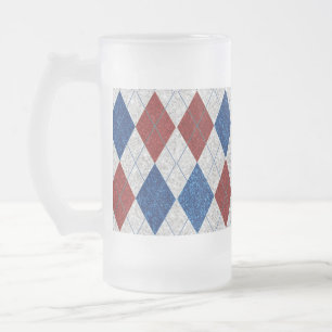Rot, Weiß, Blau Argyle 4. Juli Glitter Mattglas Bierglas
