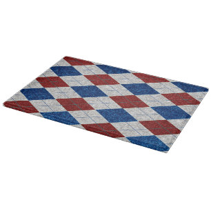 Rot, Weiß, Blau Argyle 4. Juli Glitter Schneidebrett