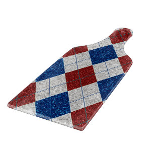 Rot, Weiß, Blau Argyle 4. Juli Glitter Schneidebrett