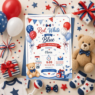Rot Weiß Blau Baby Shower Patriotisch 4. Juli Einladung
