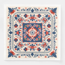 Rot-weiß-blau-boho chic geometrische Volkskunst