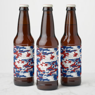 Rot, Weiß & Blau Camo 4. Juli Glitter Bierflaschenetikett